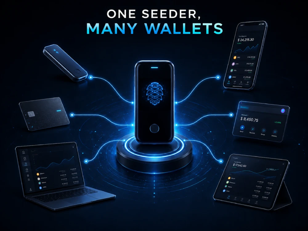 One Seeder used with multiple hardware and software wallets